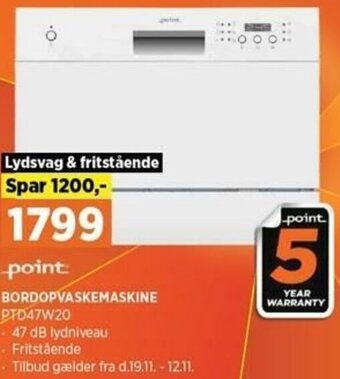 Power Bordopvaskemaskine PTD47W20 tilbud