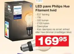 Bauhaus LED pære Philips Hue Filament hvid tilbud