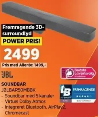 Power Soundbar JBLBAR50MBBK tilbud
