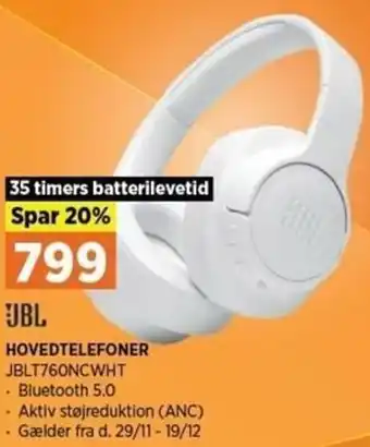 Power Hovedtelefoner JBLT760NCWHT tilbud