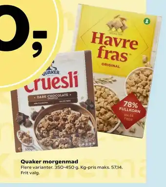 Dagli'Brugsen Quaker morgenmad tilbud