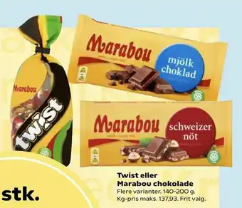 Dagli'Brugsen Twist eller Marabou chokolade tilbud