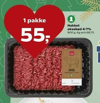 Dagli'Brugsen Hakket oksekød 4-7% tilbud