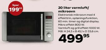 Kvickly 20 liter varmluft/ mikroovn tilbud