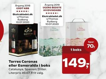 Kvickly Torres Coronas eller Esmeralda i boks tilbud