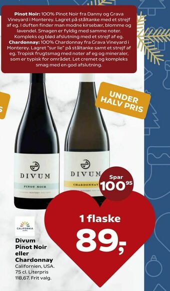 Kvickly Divum Pinot Noir eller Chardonnay tilbud