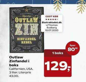 Kvickly Outlaw Zinfandel i boks tilbud