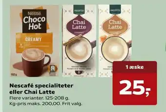 Kvickly Nescafé specialiteter eller Chai Latte tilbud