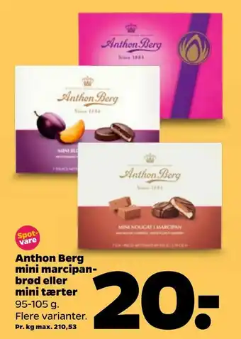 Netto Anthon Berg mini marcipanbrød eller mini tærter tilbud
