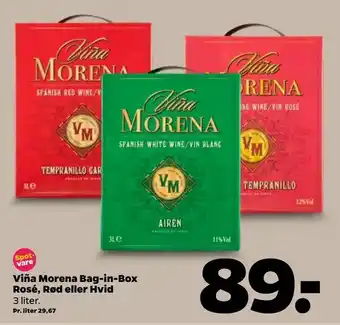 Netto Viña Morena Bag-in-Box Rosé, Rød eller Hvid tilbud