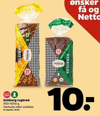 Netto Kohberg rugbrød tilbud
