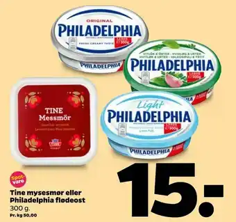 Netto Tine mysesmør eller Philadelphia flødeost tilbud