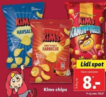 Lidl Kims Chips 75-95g tilbud