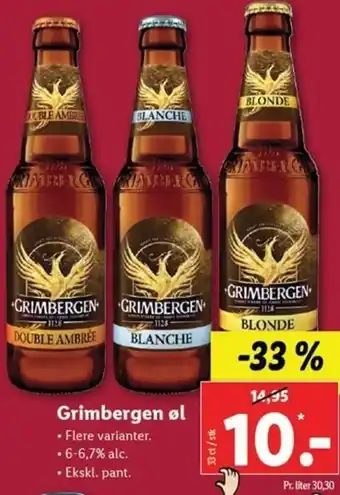 Lidl Grimbergen Øl 33 CL tilbud