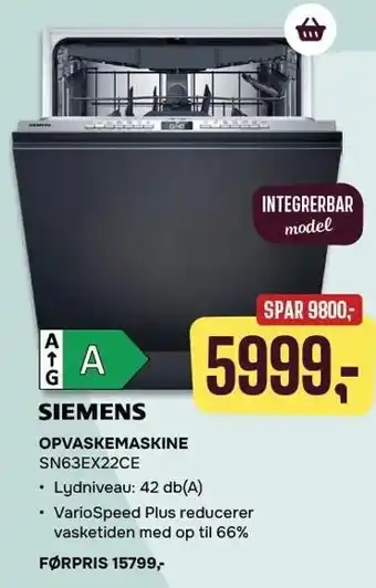 Skousen SIEMENS OPVASKEMASKINE tilbud
