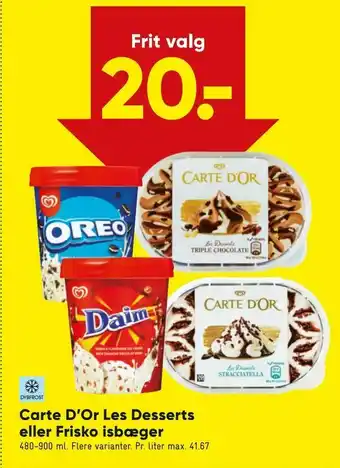 Bilka Carte D'Or Les Desserts eller Frisko isbæger tilbud