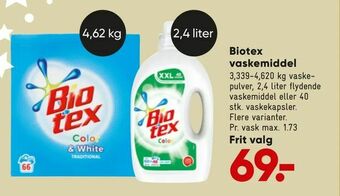 Bilka Biotex vaskemiddel tilbud