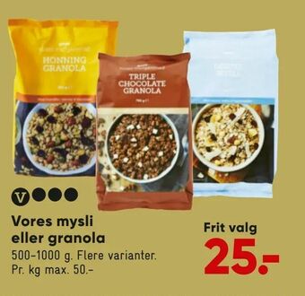 Bilka Vores mysli eller granola tilbud