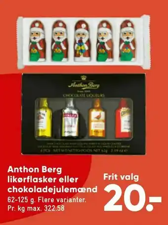Anthon Berg likørflasker eller chokoladejulemænd