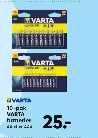 Bilka 10-pak VARTA batterier tilbud