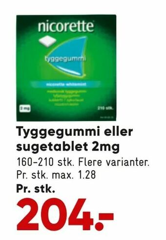 Bilka Tyggegummi eller sugetablet 2mg tilbud