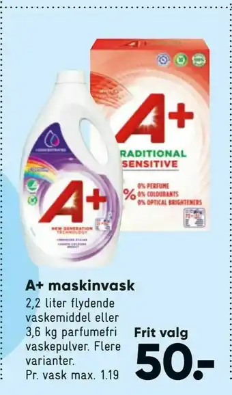 Bilka A+ maskinvask tilbud
