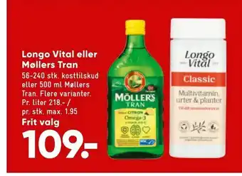 Bilka Longo Vital eller Møllers Tran tilbud