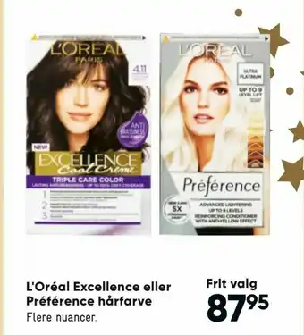 Bilka L'Oréal Excellence eller Préférence hårfarve tilbud