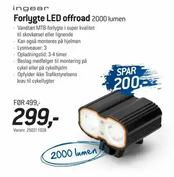 Forlygte LED offroad 2000 lumen