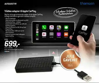 Thansen Trådløs adapter til Apple CarPlay tilbud