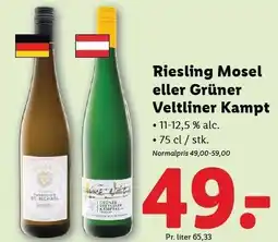 Lidl Riesling Mosel eller Grüner Veltliner Kampt tilbud