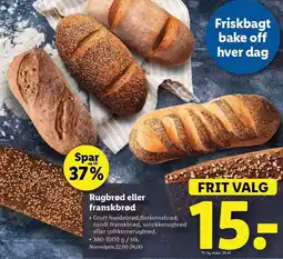 Lidl Rugbrød eller franksbrød tilbud