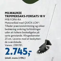 Davidsen MILWAUKEE TRIMMERSAKS-FORSATS 18 V tilbud