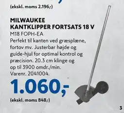 Davidsen MILWAUKEE KANTKLIPPER FORTSATS 18 V tilbud