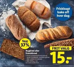 Lidl Rugbrød eller franskbrød tilbud