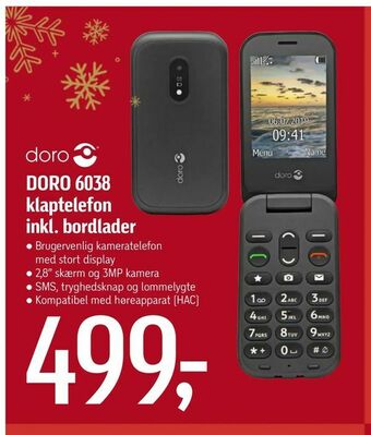 Føtex DORO 6038 klaptelefon inkl. bordlader tilbud