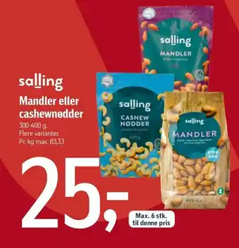 Føtex Mandler eller cashewnødder tilbud