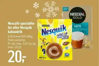 Føtex Nescafé specialiteter eller Nesquik kakaodrik tilbud