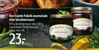 Føtex Den Gamle Fabrik marmelade eller kirsebærsauce tilbud