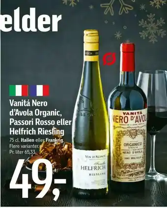 Føtex Vanitá Nero d'Avola Organic, Passori Rosso eller Helfrich Riesling tilbud