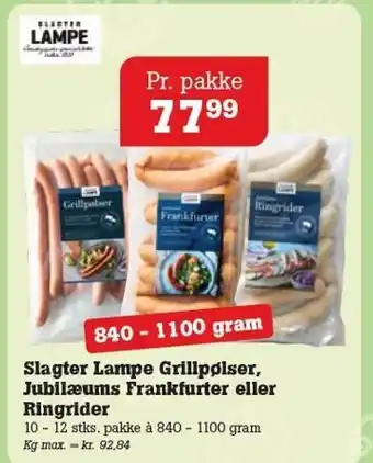 Poetzsch Padborg Slagter Lampe Grillpølser, Jubilæums Frankfurter eller Ringrider tilbud