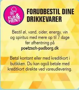 Poetzsch Padborg FORUDBESTIL DINE DRIKKEVARER tilbud