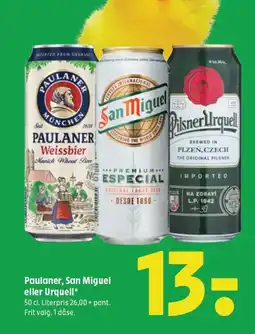 Coop 365 Paulaner, san miguel eller urquell tilbud