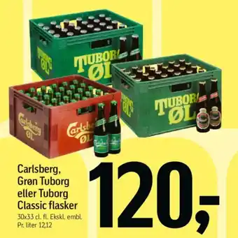 Føtex Carlsberg, grøn tuborg eller tuborg classic flasker tilbud