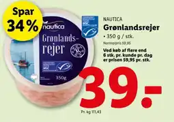 Lidl NAUTICA Grønlandsrejer tilbud