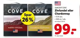 Lidl SUNLIGHT COVE Zinfandel eller chardonnay tilbud