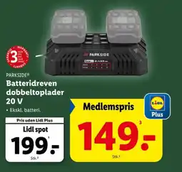 Lidl PARKSIDE Batteridreven dobbeltoplader 20 V tilbud