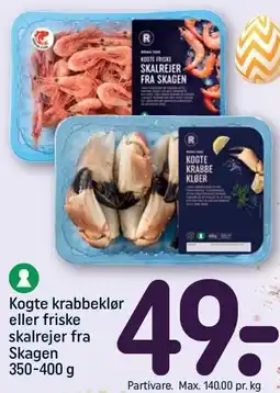 REMA 1000 Kogte krabbeklør eller friske skalrejer fra Skagen 350-400 g tilbud