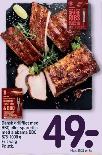 REMA 1000 Dansk grillfilet med BBQ eller spareribs med alabama BBQ tilbud