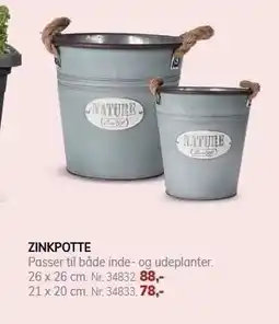 Daells Bolighus Zinkpotte med tekst eller hængepotte tilbud